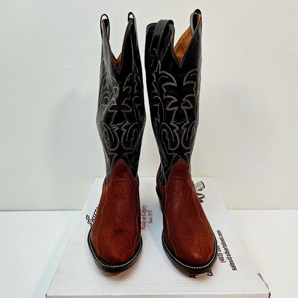 29. Cowboy (girl) boots. Brown shark leather. Size 10.5 D - Picture 1 of 11